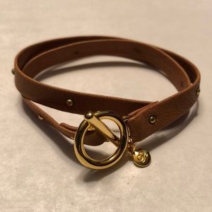 Brown Gorjana leather studded double-wrap bracelet